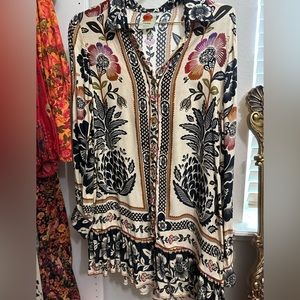 FARM RIO Tiered Belted Floral Mini-Dress